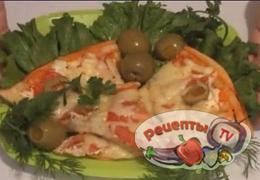 Овощная пицца на кефире - видео рецепт