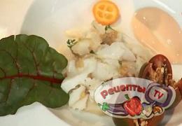 Палтус с томатами, грильяжем и икорным майонезом - видео рецепт