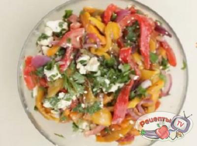 Салат из запеченных на гриле перцев - видео рецепт 