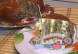 Яичный пирог с мясом «Улитка» - видео рецепт