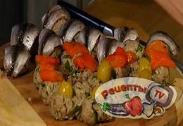 Закуска Тапас с запеченным перцем, килькой и оливками - видео рецепт