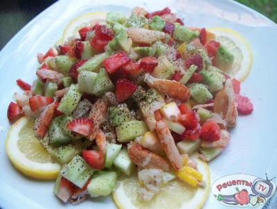 Crab,strawberry and lime calad.   ,  