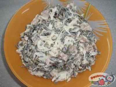 Салат с печенью трески с морской капустой Салат с печенью трески с морской капустой